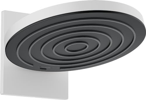 hansgrohe Pulsify S, rociador de ducha con conexión a pared, ducha fija redondo, cabezal de ducha lluvia con 2 tipos de chorro, con sistema antical, blanco mate