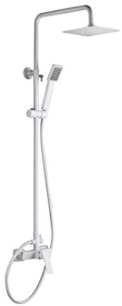 IMEX - Conjunto barra de ducha monomando grifería de baño serie ART Color Blanco Mate - BDAR025/BL