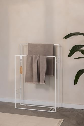 Metallbude Handtuchständer DELAYA Weiß - Handtuchhalter - Platzsparend - Pulverbeschichtetes Metall - Kratz-, Stoß- & Schlagfest - 90x60x18 cm