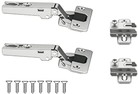 Kit 2 Cerniere più Base Regolabile e Viti - Cerniera per Ante Armadio, Cucina, Comodini e Cassettiere - Montaggio Facile e Veloce