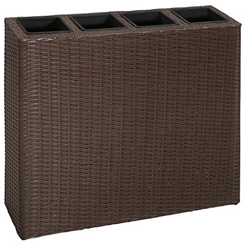Hochbeet Garten Schrank, Hochbeet Garten-Hochbeet mit 4 Töpfen Poly Rattan Braun Hohe Stabilität für Garten/Terrasse/Balkon