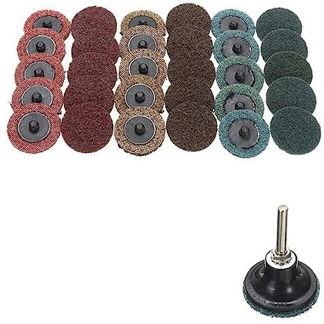 EdvenA 30 pièces 2 pouces 50mm disque de ponçage abrasif rouleau serrure ponceuse feuille tampon disques de conditionnement avec 1 support for ébavurage polissage