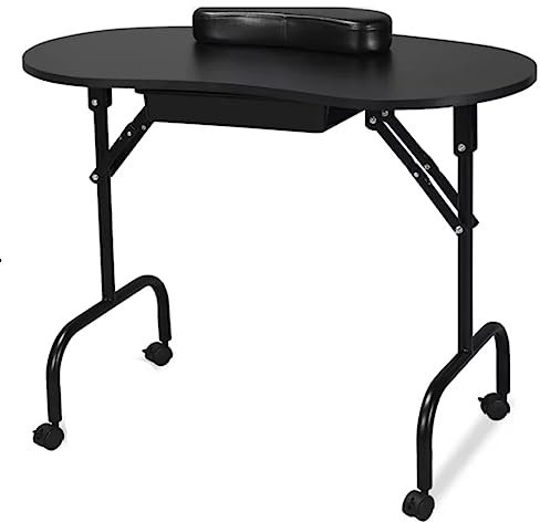 ZYMEN Klappbarer Maniküre-Tisch, Nagelkosmetiker-Schreibtisch, Arbeitsplatz, Schwarz, leicht und Schlichte Ästhetik, tragbar Commemoration Day