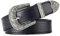 JK Home 108 cm Vintage-Gürtel für Damen und Herren, mit Schnalle, Metall, Western-Cowboy, Kunstleder, 2,8 cm breit, für Cowgirl-Hose, Silberfarben / Schwarz., 108x 2.8cm
