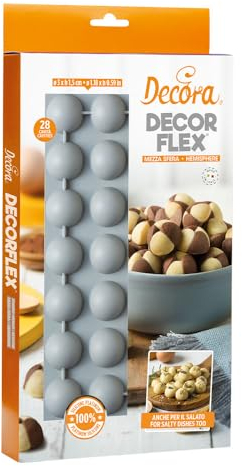Decora 9260430 Moule en silicone Platinum flexible, fabriqué en Italie, de haute qualité, à partir de 28 cavités, pour une demi-boule de Ø 30 x 15 H Mm, pour préparations sucrées et salées à la fois