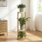 [en.casa] Soporte para Plantas Estanterías para macetas de 3 Niveles Decorativo Organizador de Macetas Portamacetas Bambú y Plástico 80 x 31 x 31 cm - Color Natural y Blanco