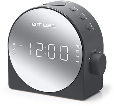 Radio Réveil Muse M-186 CMR - PLL FM/MW, Grand afficheur blanc, Réveil radio ou buzzer, Intensité lumineuse réglable