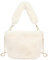 Meliyya Damen Fellimitat Schultertasche Plüsch Umhängetasche Flauschige Handtasche mit Ketten Plüsch Griff, Beigeweiß