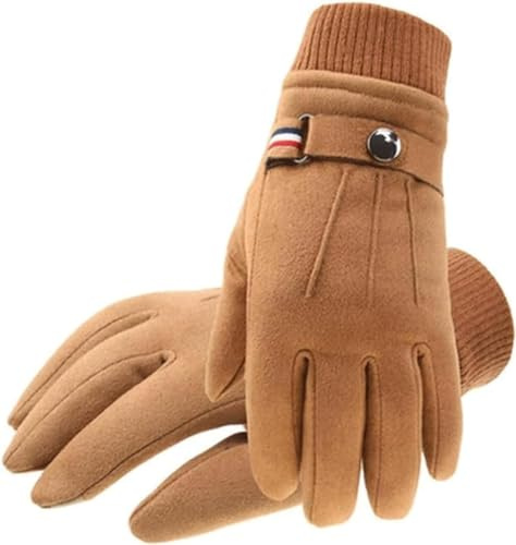 BKEKM Fäustlinge Handschuhe, Winddichte Winterhandschuhe, gefüttert, dick, Fahrradhandschuhe, Wildleder, warme Outdoor-Handschuhe, Touchscreen-Thermohandschuh