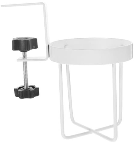 AOKWAWALIY Desk Storage Shelf Water Drink Holder Coffee Cup Holder Clip for Desk Storage Bottle Rack Chair Side Clip Office Coffee Cup Metal White