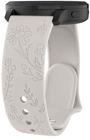 Wanme Cinturino con incisione a fiori per Garmin Venu/Vivoactive, compatibile con Venu Sq/Sq 2/2 Plus/Vivoactive 3/5, cinturino di ricambio da donna (20 mm, Starlight)