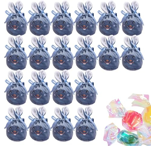 Osterhasen-Beutel, 20 Stück Osterparty-Süßigkeits-Geschenktüten, Osterkörbchen, Hasenverpackung, Aufbewahrung, Geschenktüten, Osterhasen-Süßigkeiten-Geschenktüten, Osterhasen-Geschenktüten Aus Samt, O