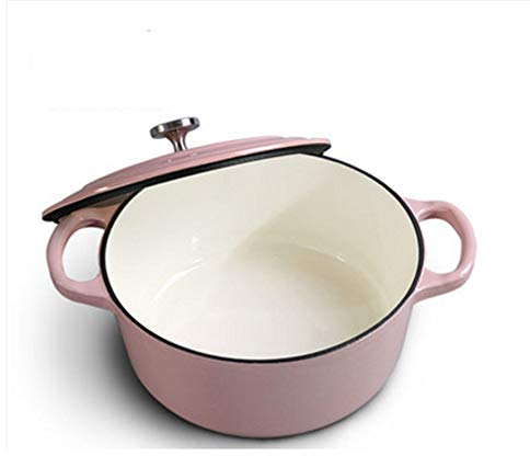Pentola in ghisa smaltata per uso domestico da 24 cm Pentola antiaderente per stufato Pentola a base piatta addensata per piano cottura a induzione