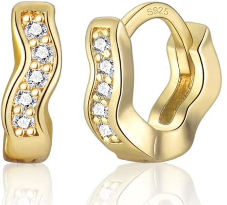 PDTU Creolen Gold, Ohrringe Gold Creolen mit Zirkonia 6mm Klein Winzig Huggie Hypoallergen