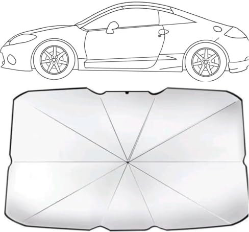 Coche Parasol Delantero para Peugeot 207 CC,Titanio Plata Coche Resiste a los Rayos UV Parasol Parasol Delantero Coche Sombrilla Aislamiento Térmico Accesorios para Coche