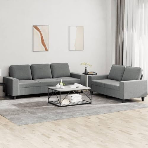 Homgoday 2-TLG. Sofagarnitur Wohnzimmersofa Sofa Couch mit Rückenlehne Loungesofa Polstersofa Gästesofa Couchgarnitur Modern Sitzmöbel für Wohnzimmer Büro Schlafzimmer Dunkelgrau Stoff
