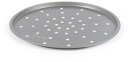 Salter Essentials Pizza Tray Set – Set of 2 Oven Trays, Non-Stick Coating, Round Baking Tray, Dishwasher Safe, Easy to Clean, Made in the UK, Durable Carbon Steel, Garlic Bread, Lightweight, PFOA-Free