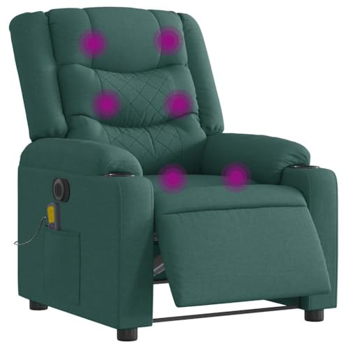 vidaXL Massagesessel Elektrisch Dunkelgrün Stoff