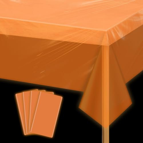 Glow Party Orange Tischdecke, 4 Pcs wasserdicht Neon Party Dekorationen Tischdecken für Neon Graduation Party Hochzeit Geburtstag Party Dekorationen, 51 x 86 Zoll