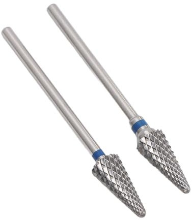 Broca Cónica para Uñas de Tungsteno de 2 Piezas, Herramienta Rotativa para Manicura y Pedicura para Eliminación de Cutículas, Broca para Uñas en Forma de Cono para Taladro