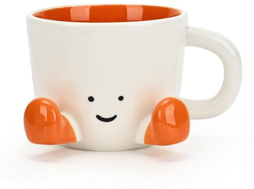 Tazas de café, bonita y divertida taza para mujer, 380 ml, tazas de café y té de cerámica, regalo de oficina (naranja)