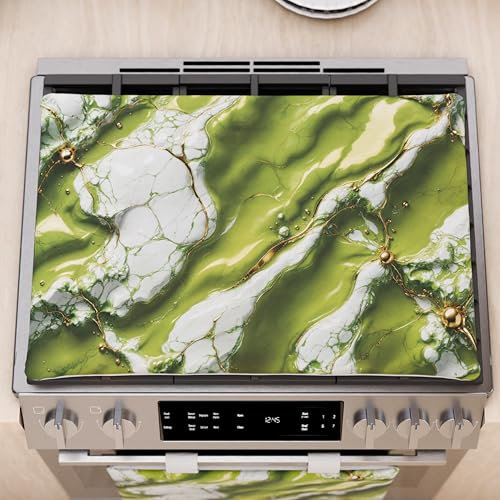 PETTI Artigiani Italiani - Herdabdeckplatte für moderne Küche, Marmoreffekt, grün, Herdabdeckplatte 40 x 70 cm, 100% Made in Italy