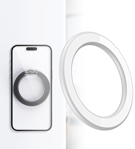 Wall Mount Magnetic Shower Phone Holder,Compatible with Magsafe Car Mount for Dashboard,Strong Magnetic Sticker for Shower,Bathroom,Kitchen Walls,Dashboard,Wall,Truck,Mirror,for All iPhone (White)