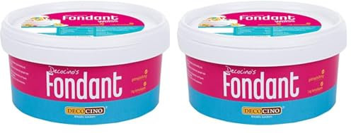 DECOCINO Fondant weiß – 1 Kilo Vorteilspack – ideal zum Verzieren von Kuchen, Torten, Cakepops – palmölfrei & vegan (Packung mit 2)