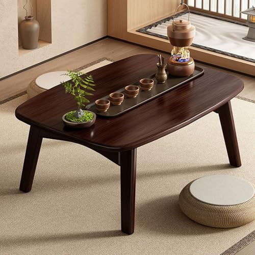 Onxyrbyte Tatami-beistelltisch,Moderners japanischer niedriger klappbarer couchtisch,Meditationstisch Altar Bodentisch Im,Retro japanischer Teetisch,für Wohnzimmer Teesimmer Balkon Bay Fenster