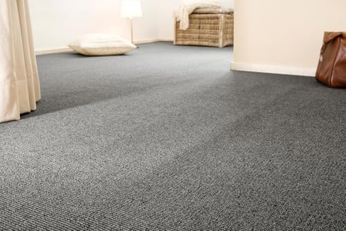 andiamo Teppichboden Brian aus 100% Polyester- Meterware für Wohnbereich und Schlafzimmer - 400 x 550 cm Dunkelgrau