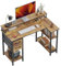 CubiCubi L Shaped Gaming Desk, 120 x 70 cm Computer Desk with Drawers, Corner Office Desk Writing Table with Large Reversible Storage Shelves, Workstation for Study Play Work Home Office, Rustic Brown