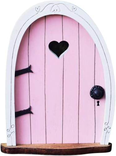 Wwyan Pink Streak Mini Fairy Garden Door for Tree, 3D Miniature Fairy Door for Fairytale Tiny House Doors, Bonsai Terrarium Micro Landscape Decoration Accessories Garden Miniatures, Decorations
