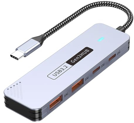 INSEOWI USB C Expander 2x Type +2x Fast Charging Power Delivery Aluminum 10Gbps Data Transfer Adapter For Laptop Tablets Expansion Adapter For Laptop Tablets