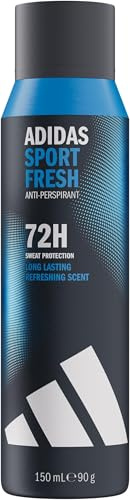 adidas Sport Fresh Anti-Transpirant Deodorant Spray für ihn, 72 Stunden Schweiß-Schutz, frischer und aromatischer Zitrusduft, vegane Formel ohne Alkohol, 150ml (Packung mit 5)