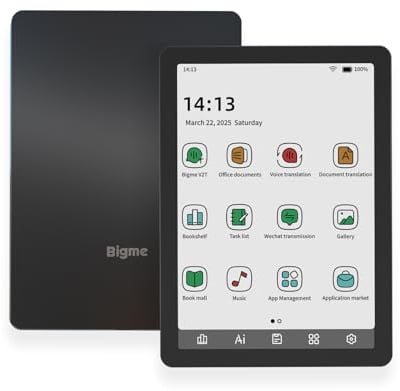 Bigme B6 - E-reader a colori con 4 GB + 64 GB, lettore e-book da 6 pollici, Android e-reader, tablet e-book digitale con CPU Octa-Core, Android 14, illuminazione frontale regolabile, nero
