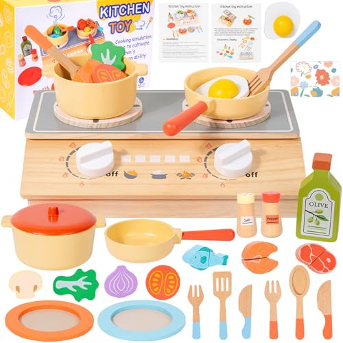 YUTUY Accesorios Cocina Juguetes,Juguetes de Cocina para Niños Accesorios,Utensilios Cocina Juguete,Juego de Ollas y Sartenes,Frutas y Verduras Juguete,Cocinitas de Juguetes para Niños Niñas 3+ Años