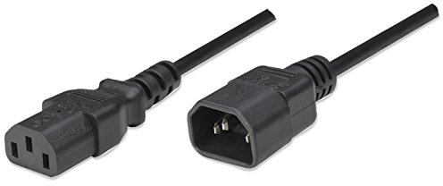 Manhattan 301152 Stromkabel (Kaltgeräteverlängerung C14-Stecker auf C13-Buchse), 1,8m schwarz
