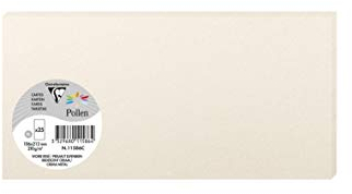 Clairefontaine 11586C Packung mit 25 Karten Pollen in Format DL, 210g 106 x 213mm, Perlmutt Elfenbein