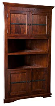 MASSIVMOEBEL24.DE Kolonialer Eckschrank Akazie massiv Möbel Oxford #526