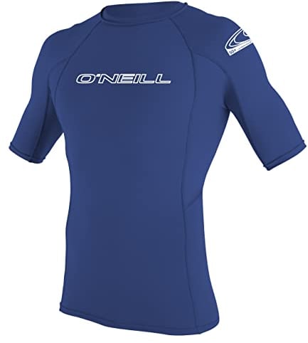 O'Neill Wetsuits Men's Basic Skins Short Sleeve Rash Guard, - Pacific, M