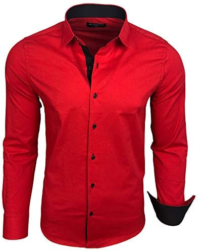 Baxboy B-500 Chemise à manches longues pour homme, rouge, XXL