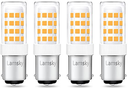 Lamsky LED BA15D Double Contact Bayonet Base 120 Volts 4W Led Light Bulb,T3/T4/C7/S6,Warm White 2700K,LED 40W Halogen Replacement Bulb,No-Dimmable(4-Pack)