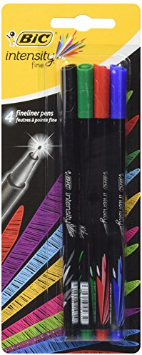 BiC Intensity Fine Point Pack of 4 Feutres d'écriture 0.4 mm Couleurs Assorties