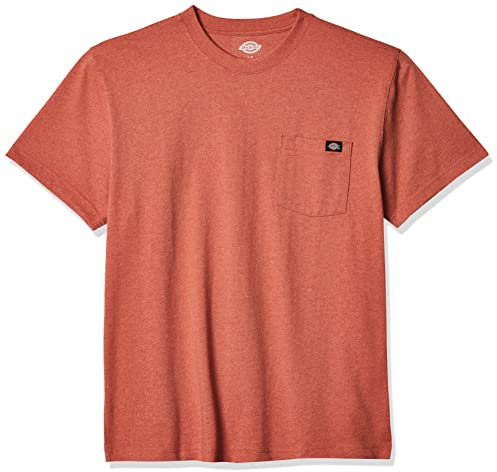 Dickies Men's Heavyweight Crew Neck Short Sleeve Tee Big-Tall T-Shirt, Rustic Red Single Dye Heather, XL