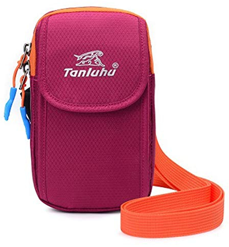 YuFLangel Fitness-Armtasche Handy Arm Tasche Multifunktions Tasche Männer und Frauen Schulter Sport Arm Tasche Multi-Pocket (Farbe : Rose rot)