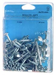 Blister de 25 boulons tête ronde collet carré TRCC 6 x 70 mm - Zingué - BTRCC0607002CP25
