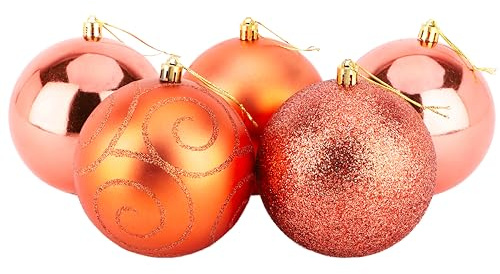 Christmas Concepts® 5-100mm große Kugeln - glänzendes, Mattes und Glitzer-Design - Weihnachtsschmuck… (Koralle)