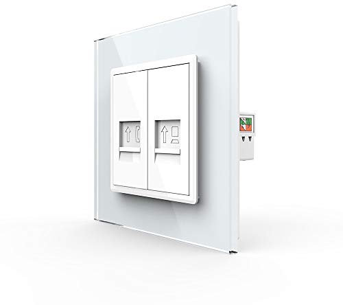 LIVOLO Telefon- und Computerdose mit Glasblende VL-C7-1TC-11 + VL-C7-SR-11-A Weiß