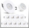 linovum ISAWO Einbaustrahler Bad IP65 mit LED Leuchtmittel 10 Stück - 5W neutralweiß 230V - Badeinbaustrahler flach weiß rund