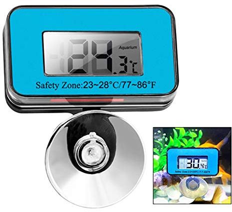 iPobie Wasserdicht LCD Digital Aquarium Thermometer Tauch Wasser Temperatur Meter, Saugnapf Thermometer für Süßwasser und Meerwasser, -50°C bis 70°C